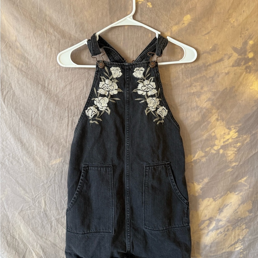 Hollister Black Overall skirt with Floral Design